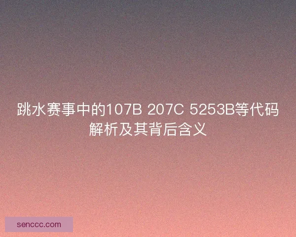 跳水赛事中的107B 207C 5253B等代码解析及其背后含义